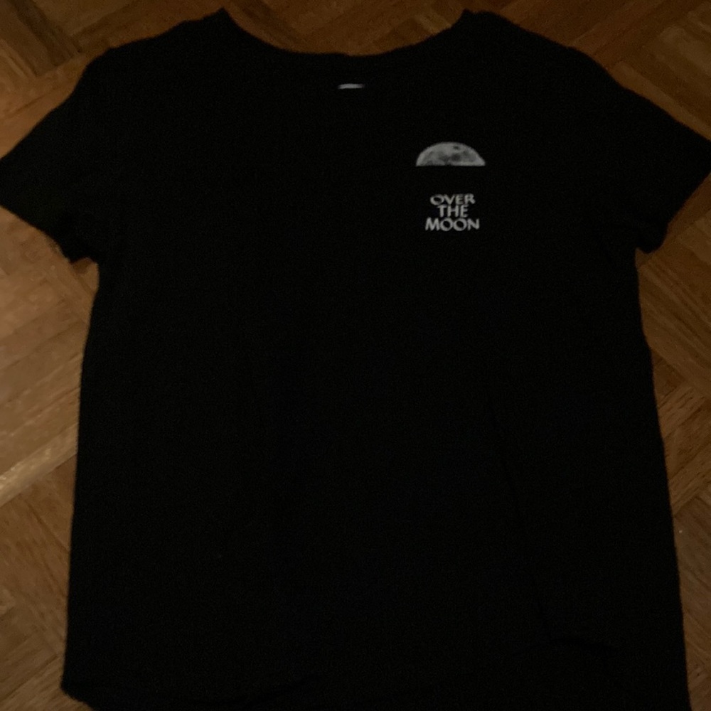 Over The Moon Black T-Shirt With Pocket And Moon Design